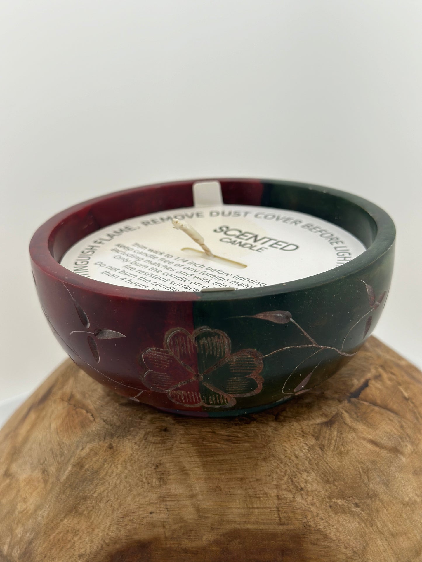 Moonflower Nectar Wide Green Red Stone Bowl