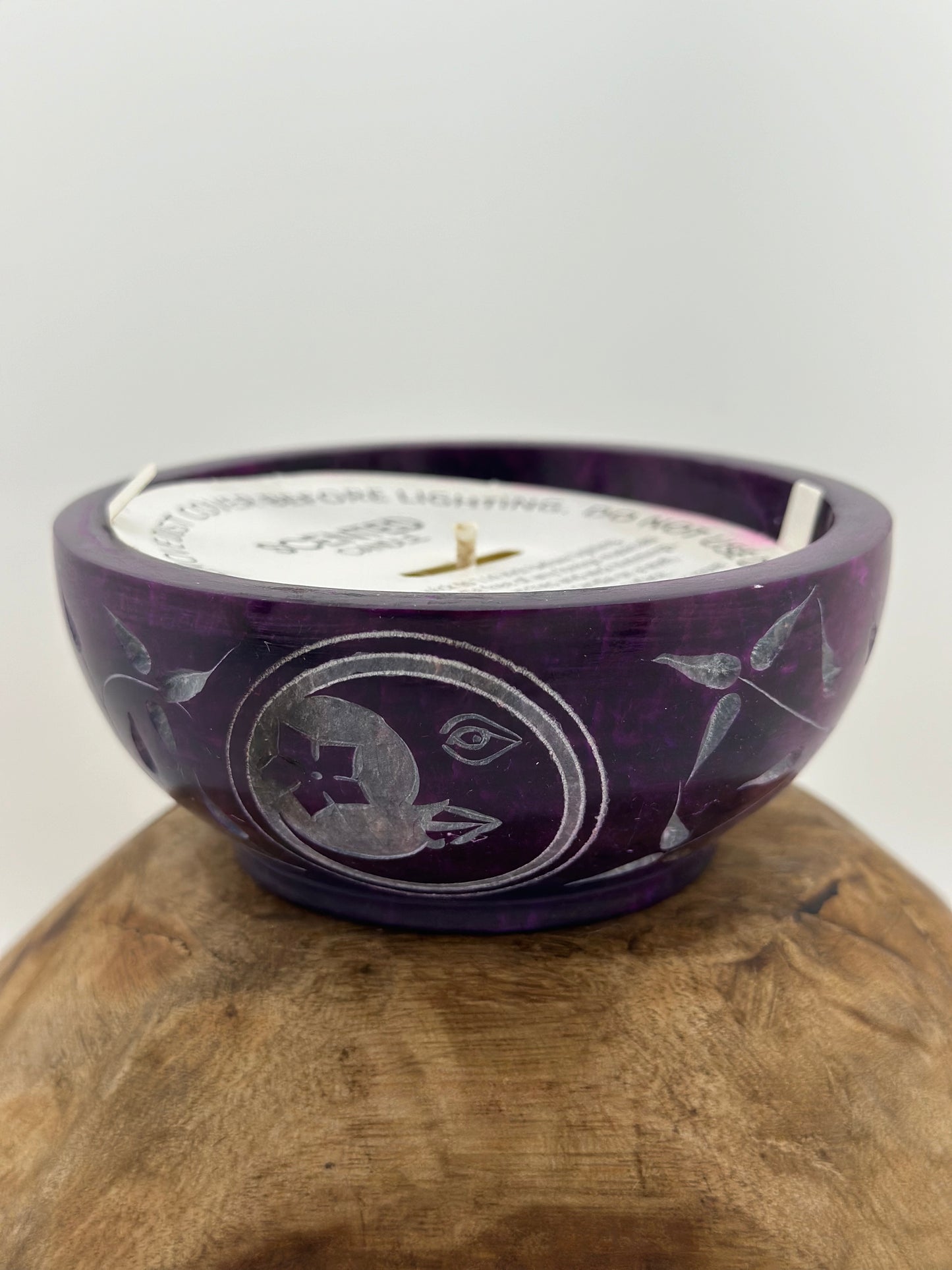 Dry Ginger Cypress Wide Dark Purple Stone Bowl