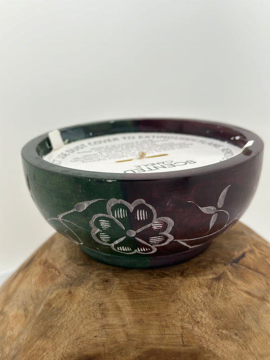 Peppermint & Eucalyptus Wide Red Green Stone Bowl